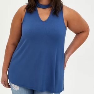 Torrid Blue Super Soft Choker High Neck Swing Tank 3X Nwt